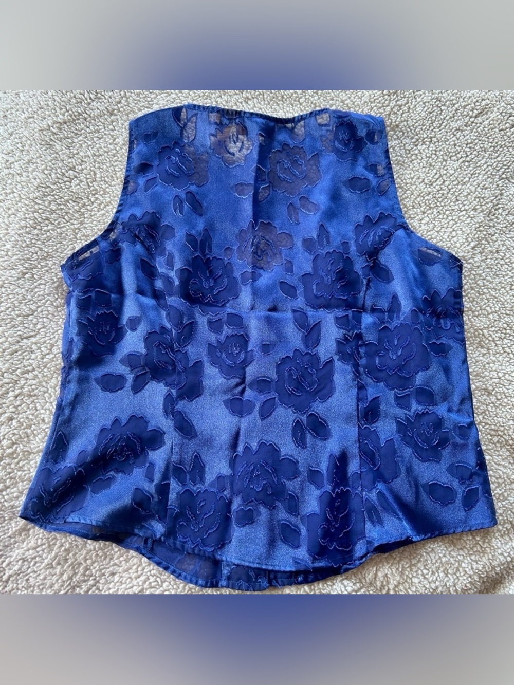 Victoria’s Secret Gold Label Vintage Set Blue Floral Burnout Button Up Vest - Picture 4 of 7